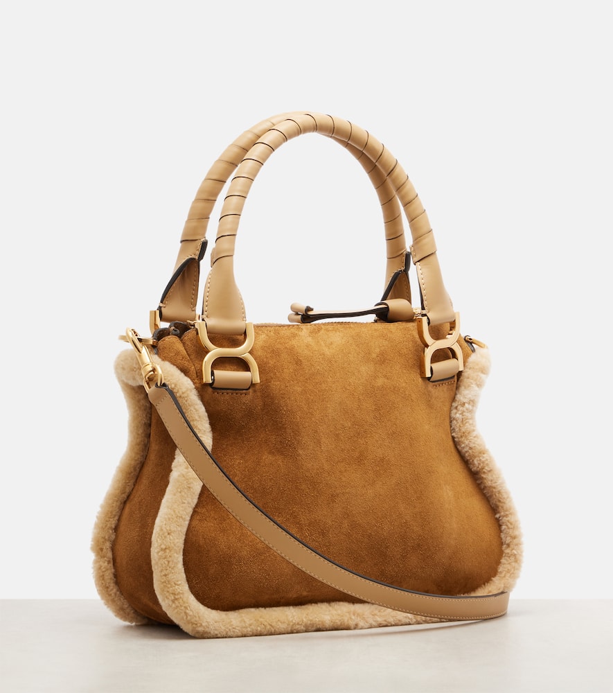 Chloé Marcie Small Suede Tote Bag In Sand