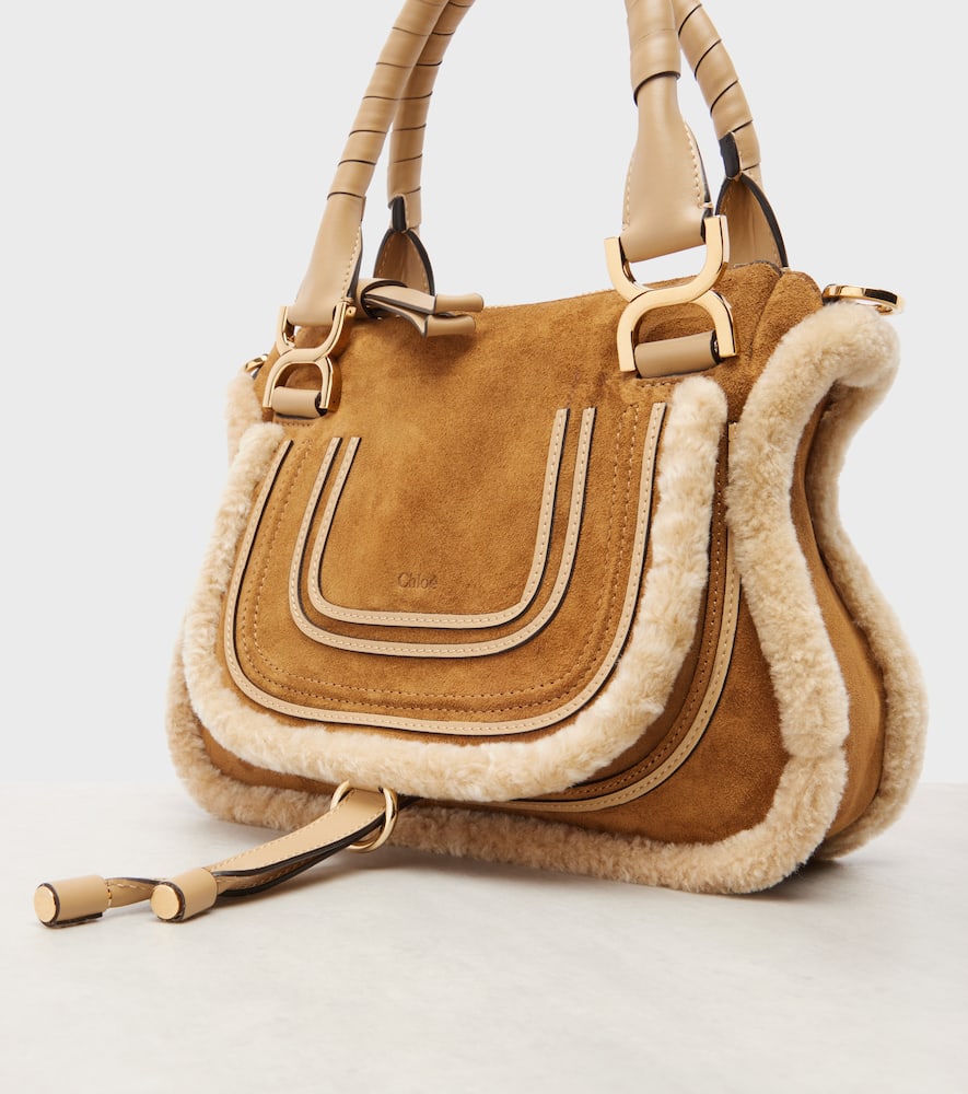 Chloé Marcie Small Suede Tote Bag In Sand