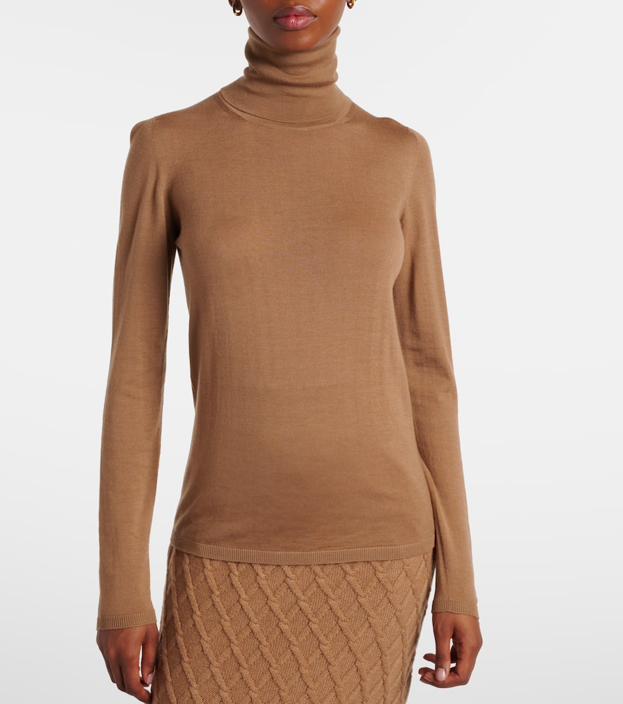 Max Mara Saluto Virgin Wool Turtleneck Sweater In Multi