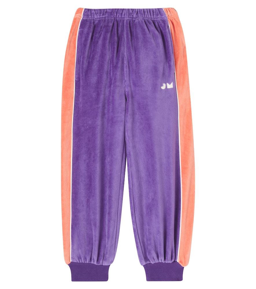 Jellymallow Love Cotton-blend Velour Sweatpants In Blue