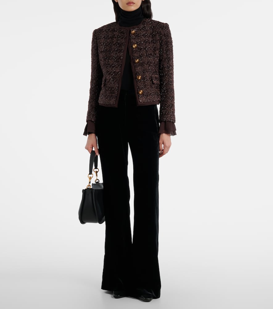 Veronica Beard Audrina Metallic Tweed Jacket In Burgundy