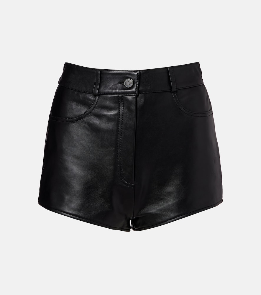 The Frankie Shop Loen High-rise Leather Micro Shorts In Black