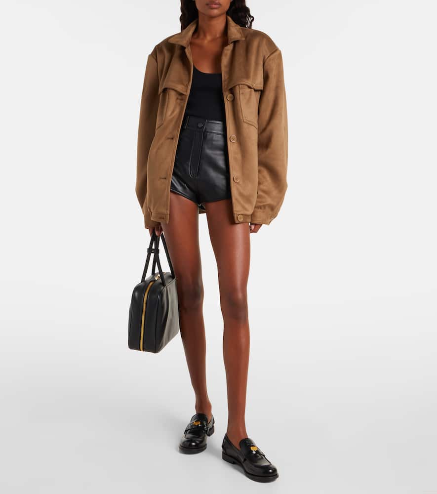 The Frankie Shop Loen High-rise Leather Micro Shorts In Black
