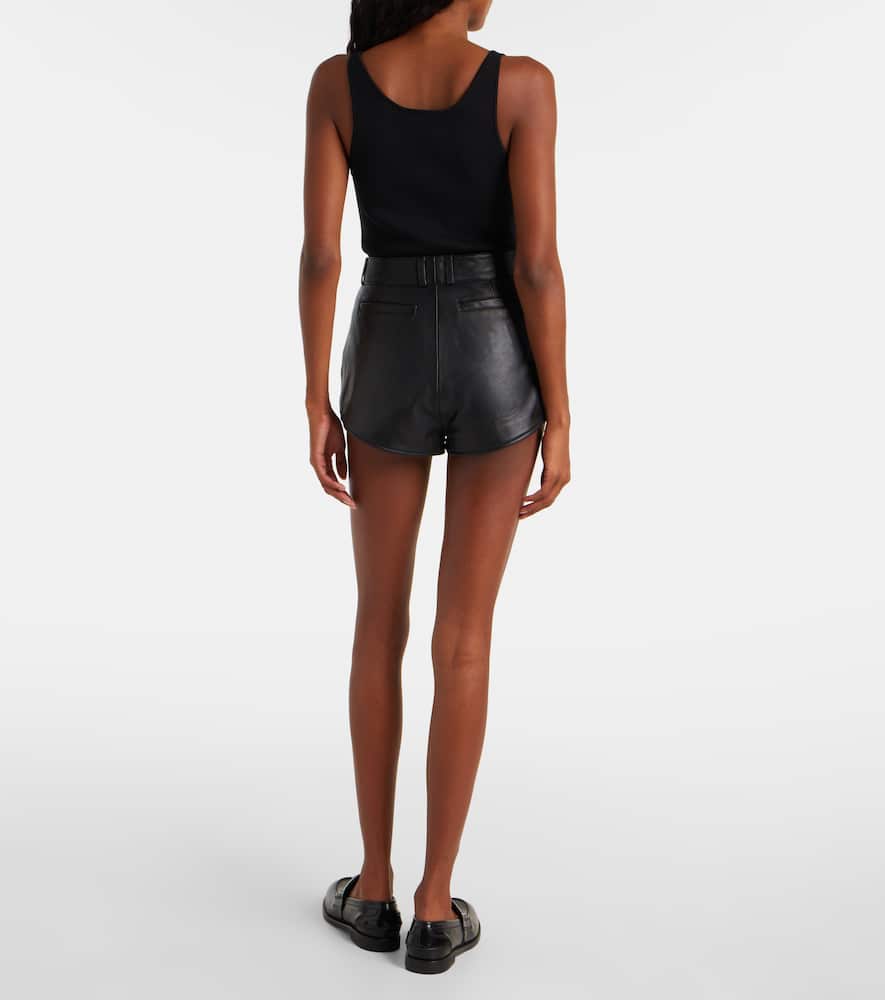 The Frankie Shop Loen High-rise Leather Micro Shorts In Black
