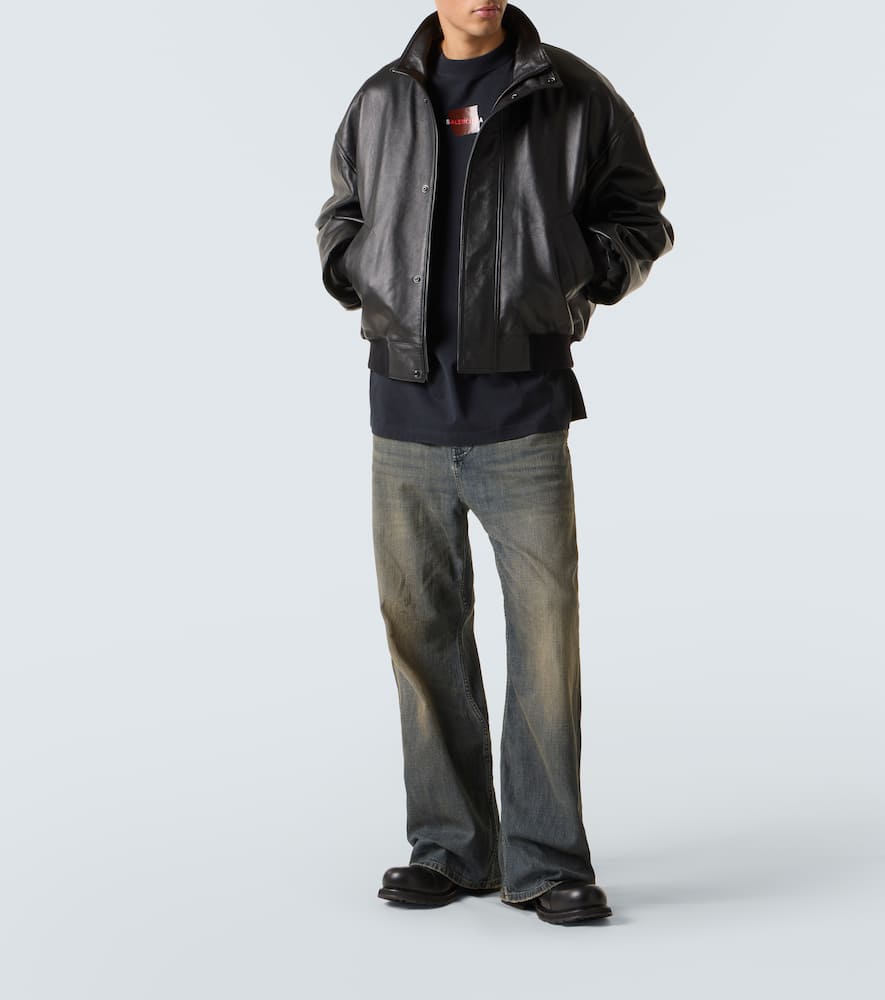 Balenciaga Leather Blouson In Black