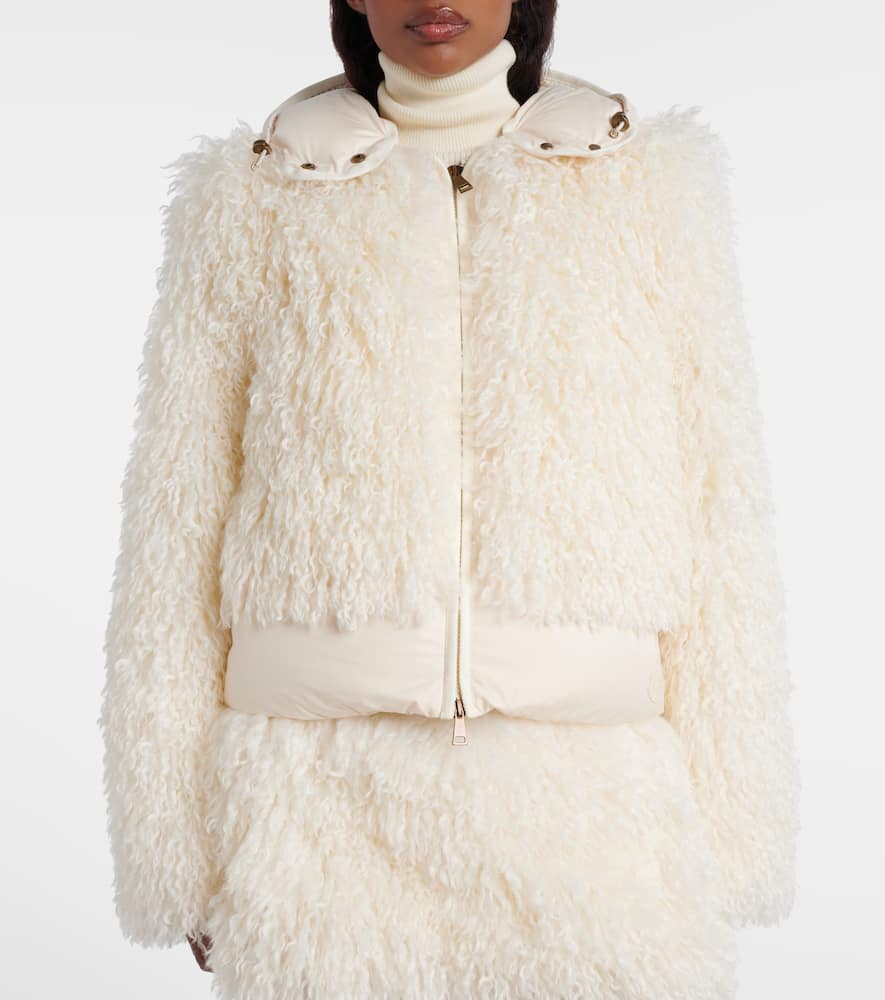 Moncler Vigiers Teddy Hooded Short Down Jacket In White