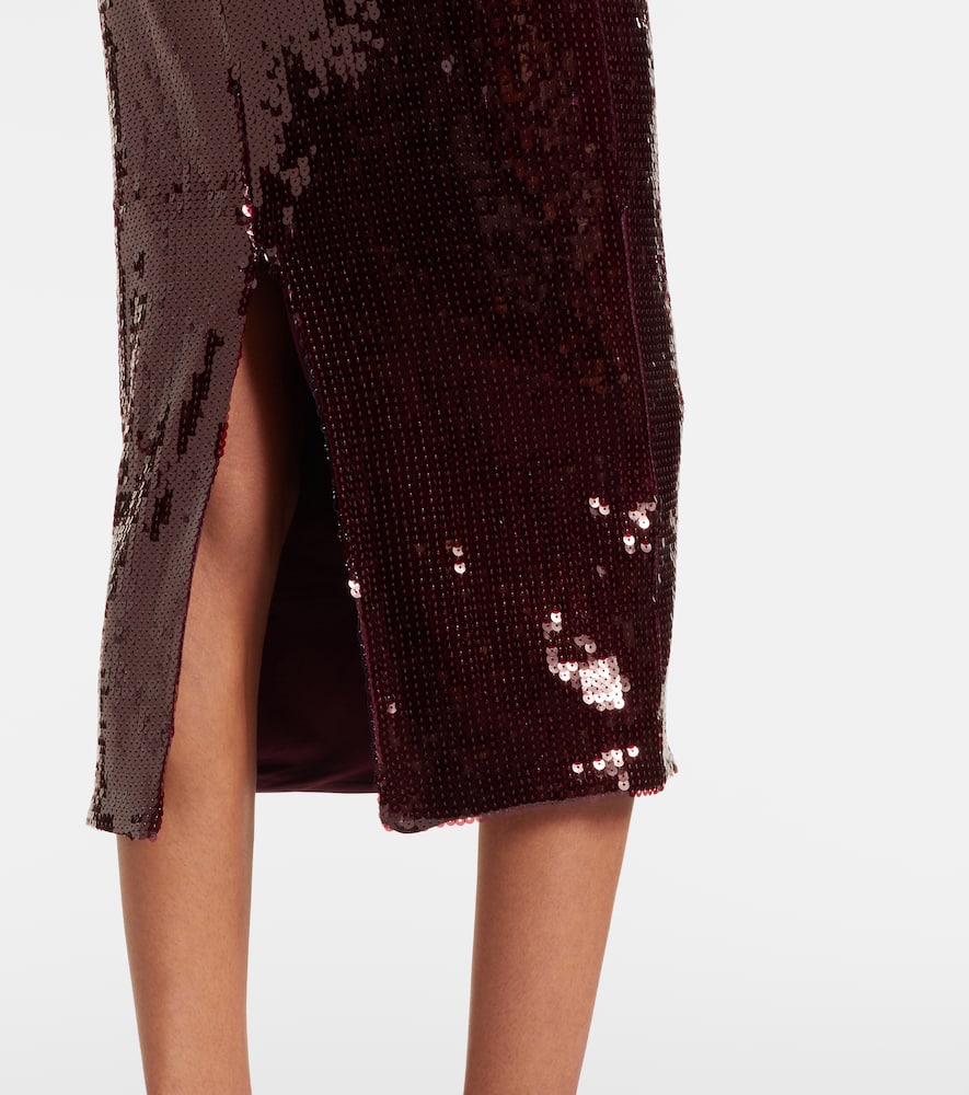 Rotate Birger Christensen Georgia Sequined Pencil Skirt In Burgundy