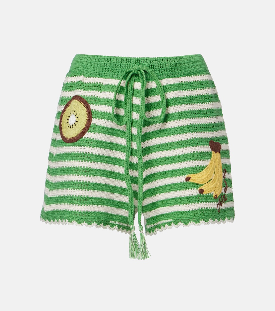 Alemais Alémais Embroidered striped cotton shorts