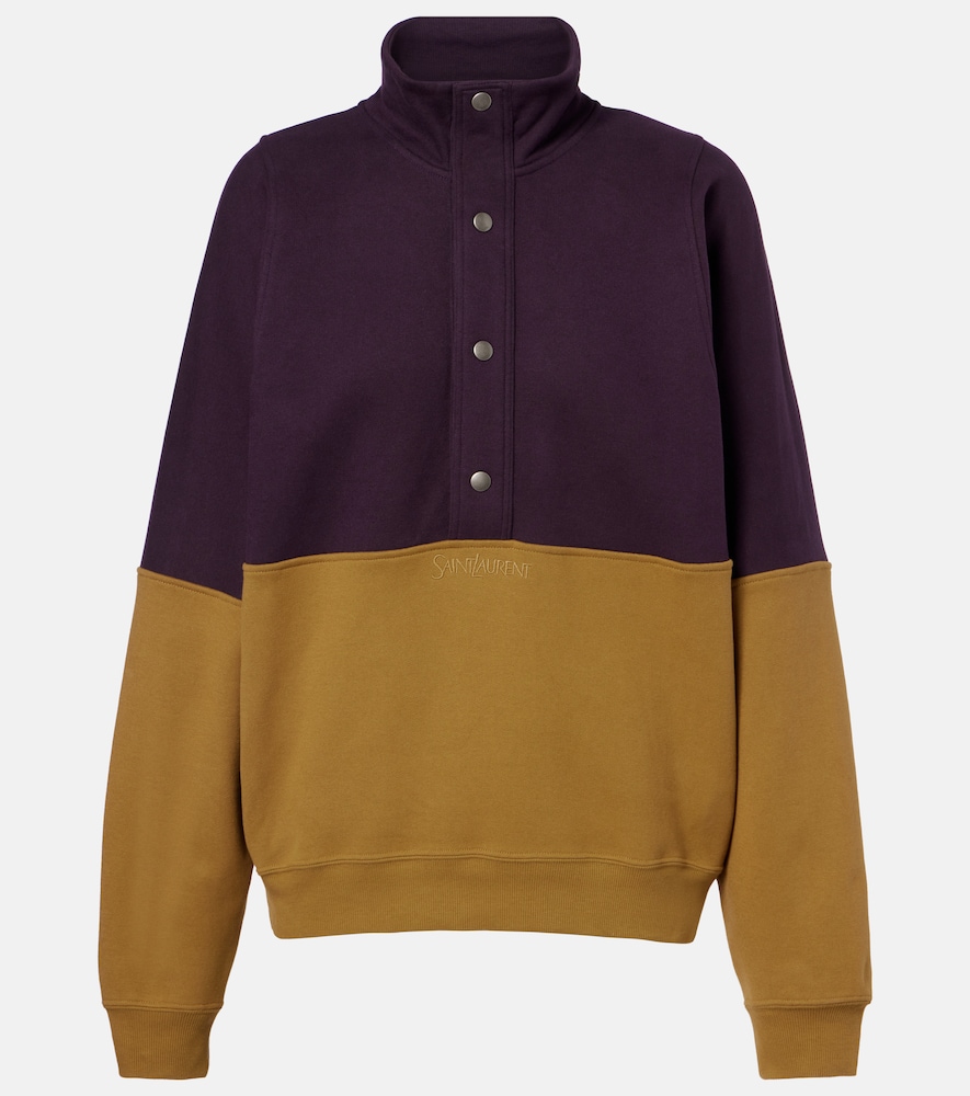 Saint Laurent Colorblocked cotton fleece sweatshirt