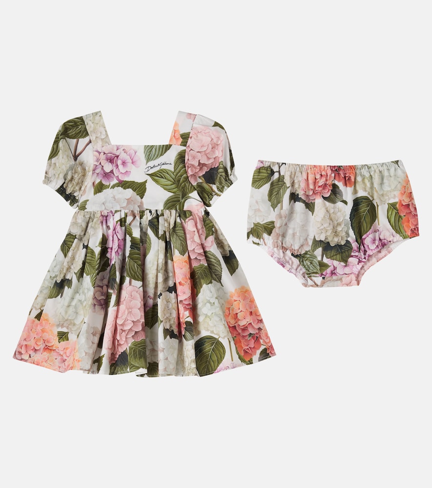  Dolce&gabbana Kids Dolce&gabbana Kids Bébé – Ensemble Robe Et Culotte Bloomer En Popeline De Coton 
