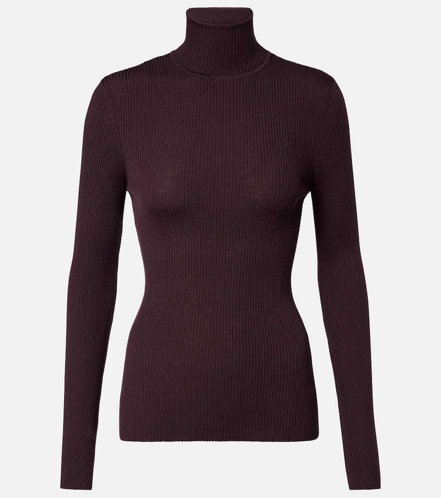 Wolford Ribbed Knit Virgin Wool Turtleneck Top