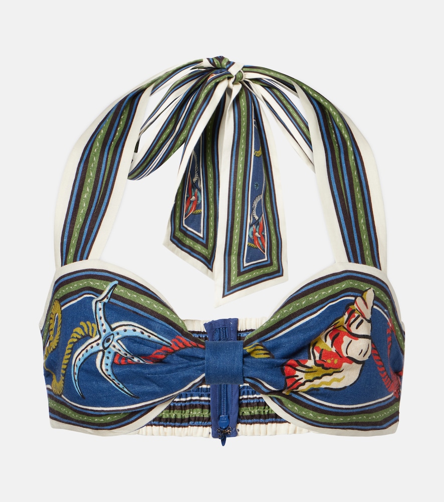 Alemais Alémais Cove printed linen bra top