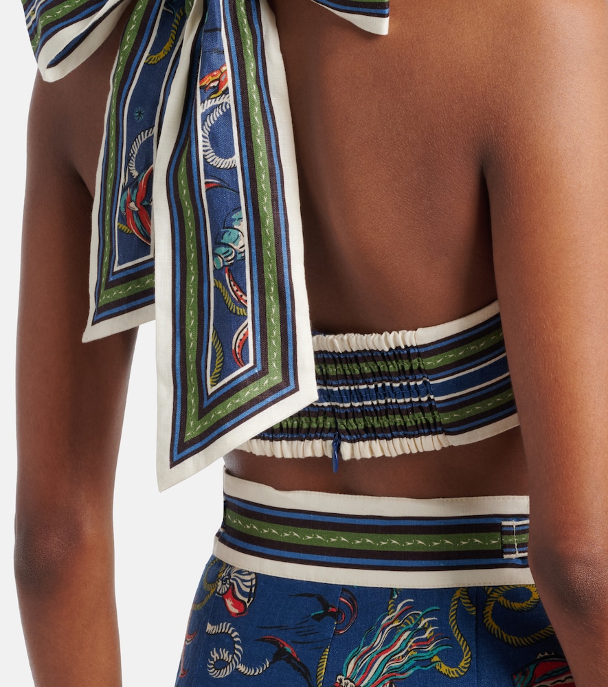  Alemais Alã©mais Cove Printed Linen Bra Top 