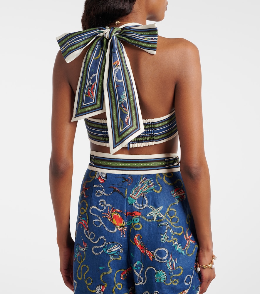  Alemais Alã©mais Cove Printed Linen Bra Top 