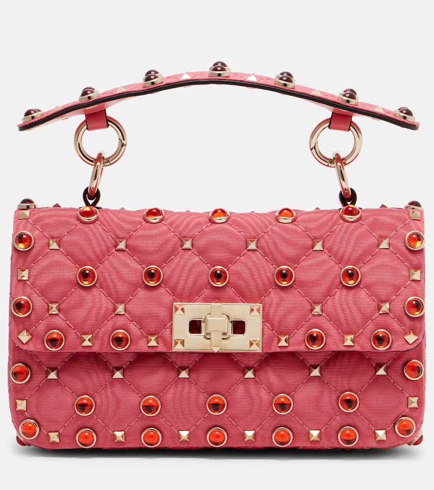 Schultertasche Rockstud Spike Small aus Moiré