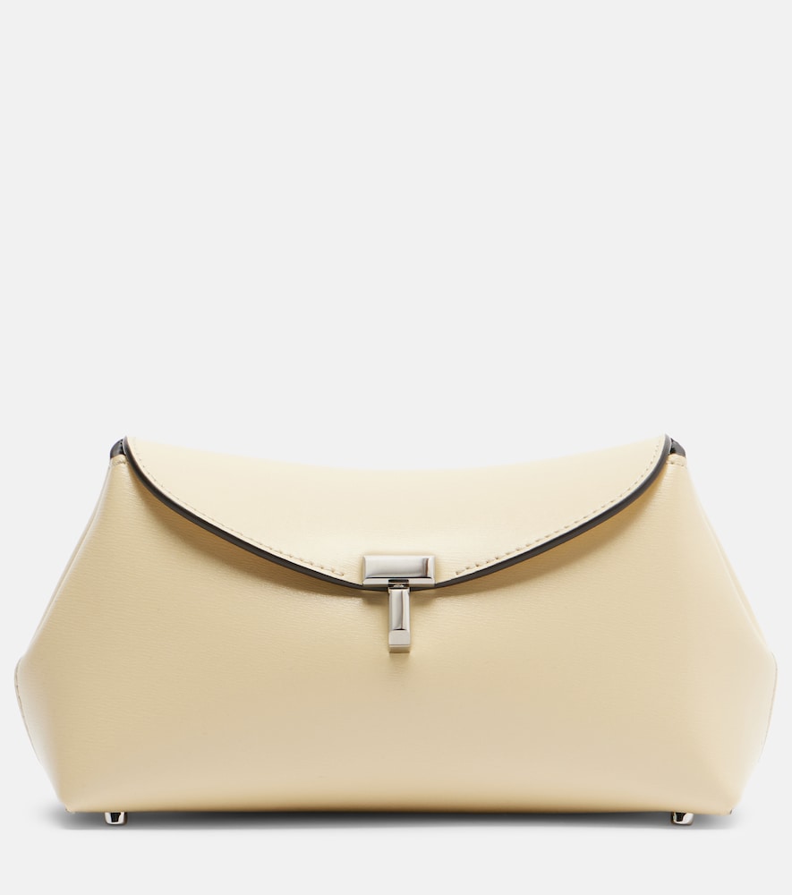 Totême T-lock Mini Leather Clutch In Yellow