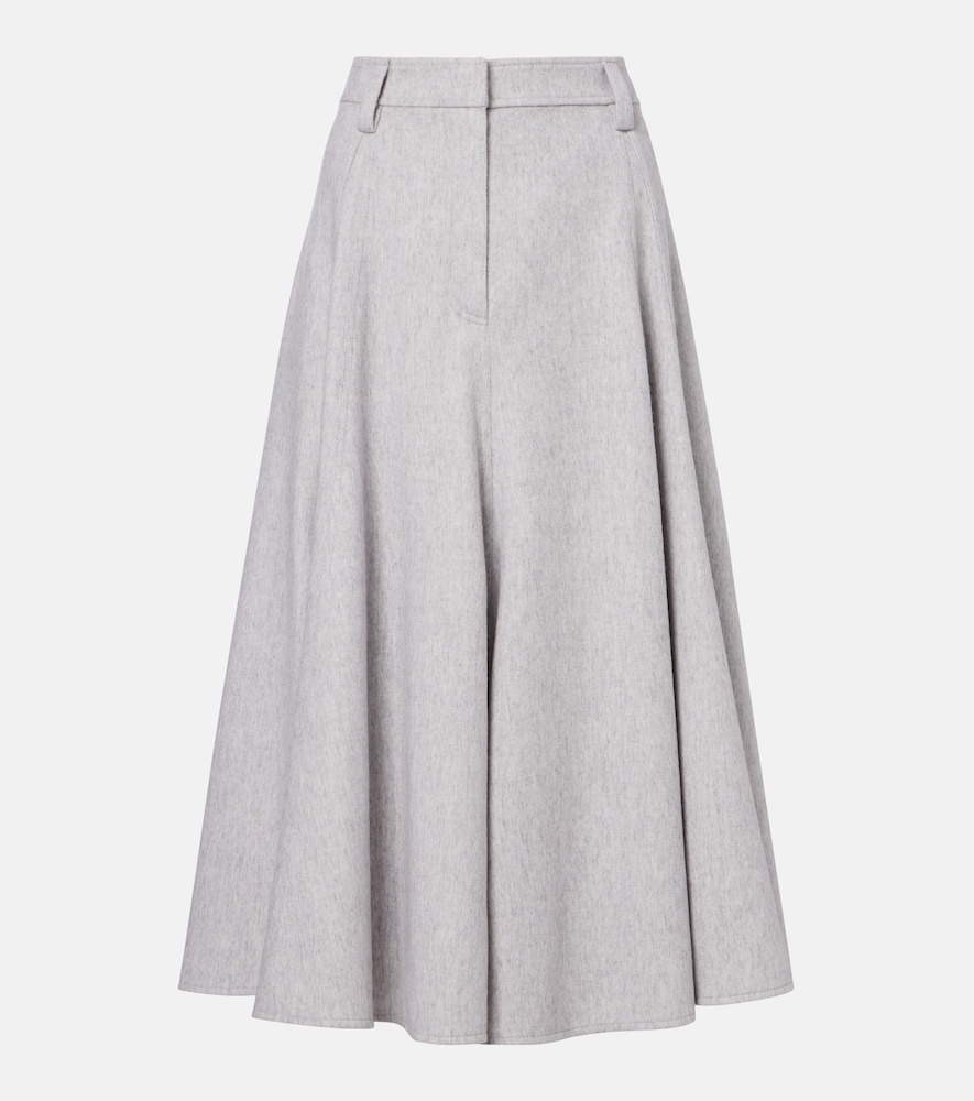 Brunello Cucinelli Women's Grey Virgin Wool Midi Skirt UK Size 18 - Mytheresa