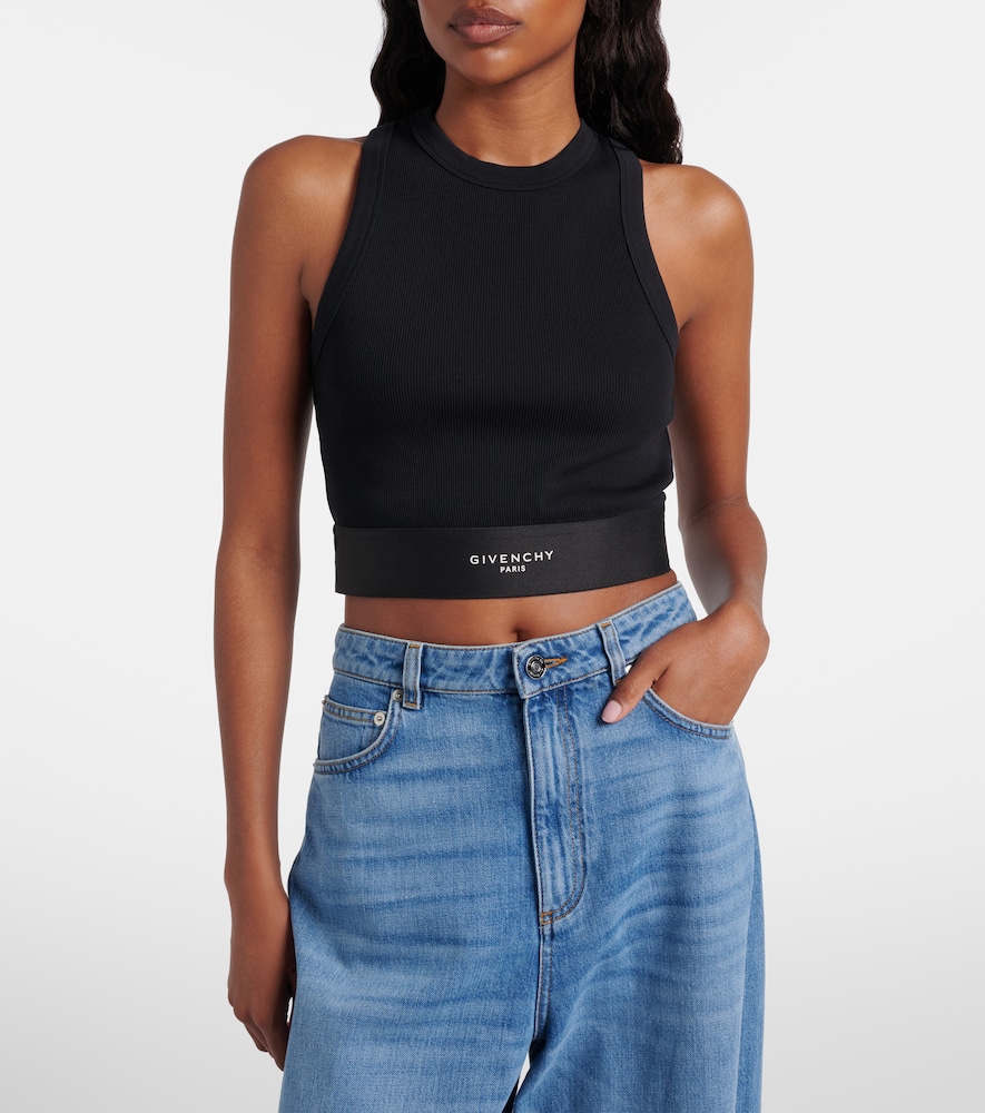 Ribbed-Knit Cropped Cotton Tank Top