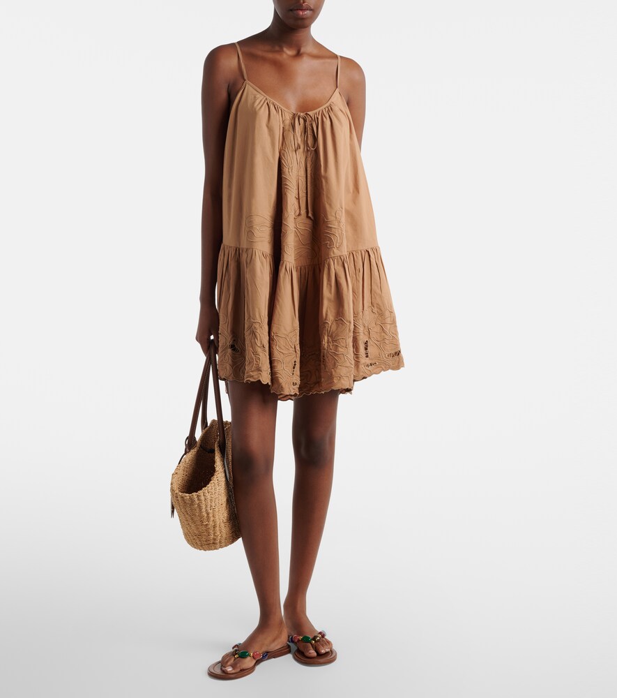 Juliet Dunn Embroidered cotton minidress