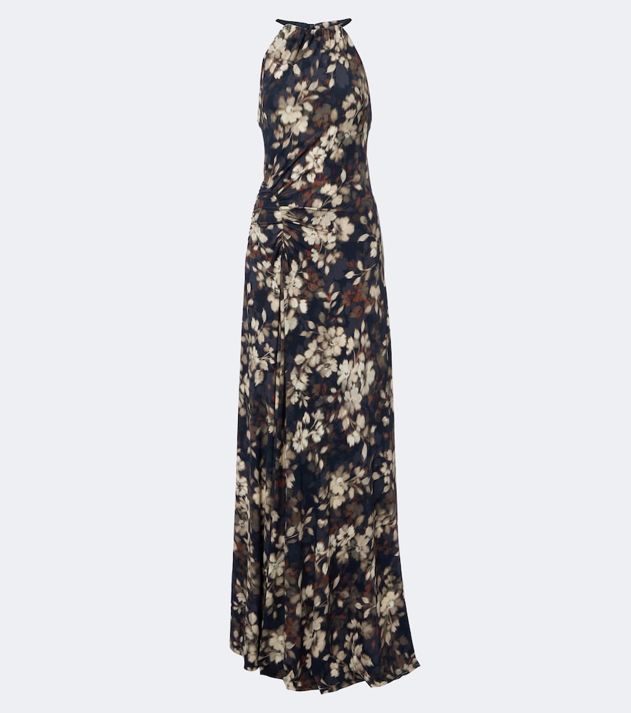 Simkhai Cerin gathered floral halterneck maxi dress