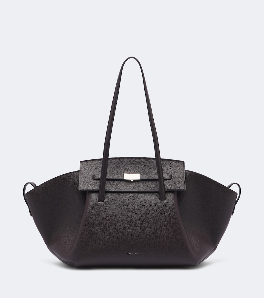 Demellier Brooklyn Large Leather Shoulder Bag In Burgundy