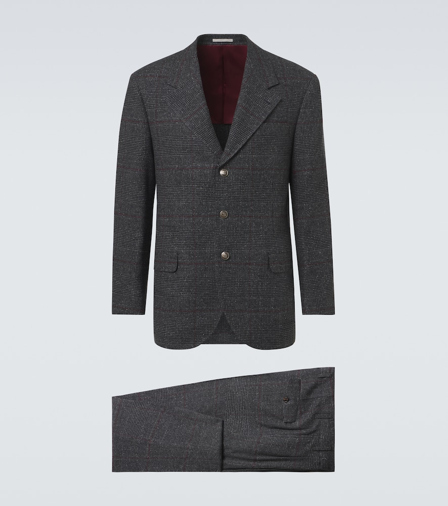 Brunello Cucinelli Men's Grey Checked Silk, Wool, And Cashmere Suit UK Size 38 - Mytheresa