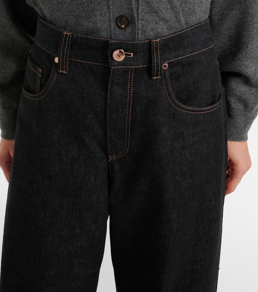  Brunello Cucinelli Brunello Cucinelli Jeans Anchos Con Piel 