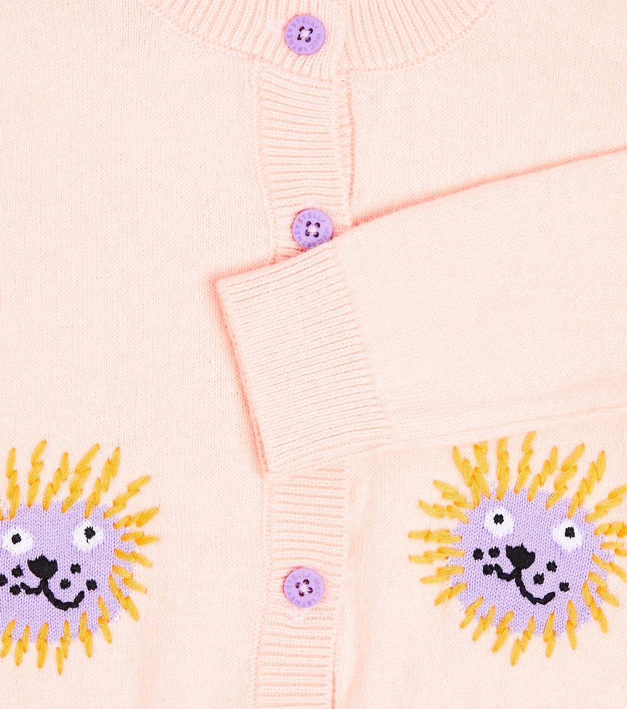 Stella Mccartney Baby Intarsia Cotton-blend Cardigan In Powder Pink Colour