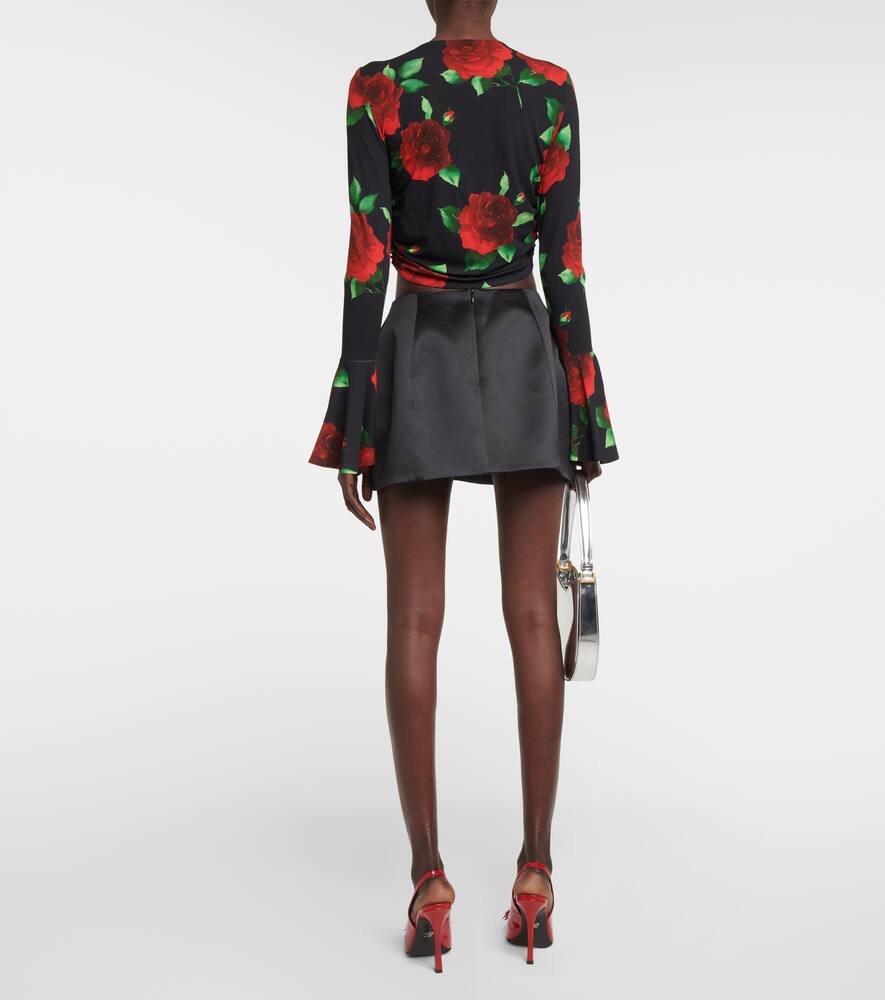 Magda Butrym Floral Ruched Crop Top In Black Print