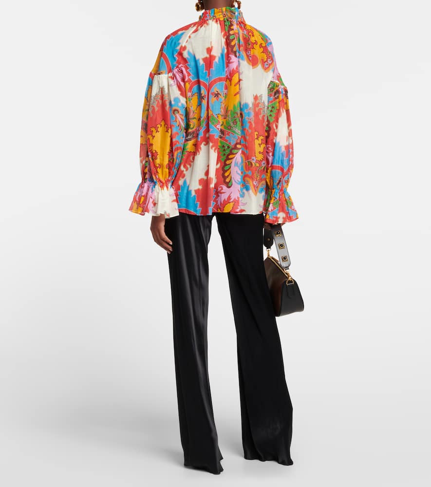 Etro Ruffled Printed Cotton And Silk-blend Voile Blouse In 1