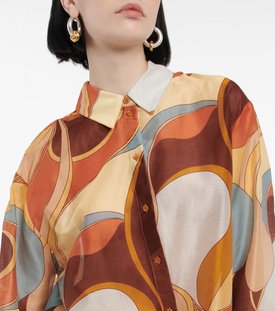 Shop Sir Printed Cotton And Silk Shirt In Vista Print