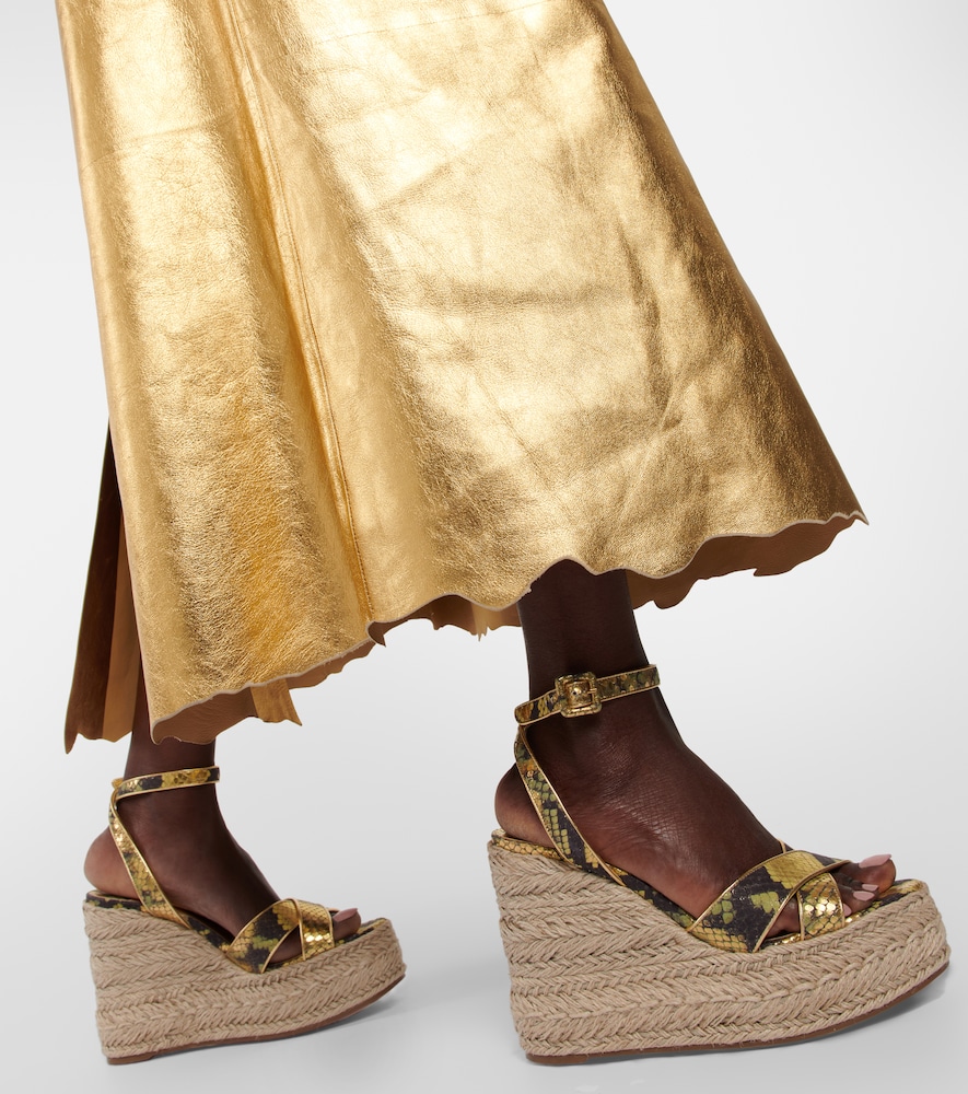 Mariza Snake-Print Leather Espadrille Wedges