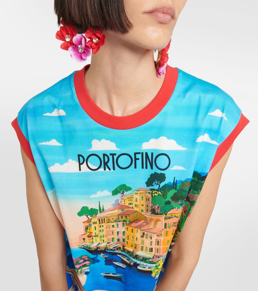 Dolce & Gabbana Portofino Printed Cotton Jersey T-shirt In Multicoloured
