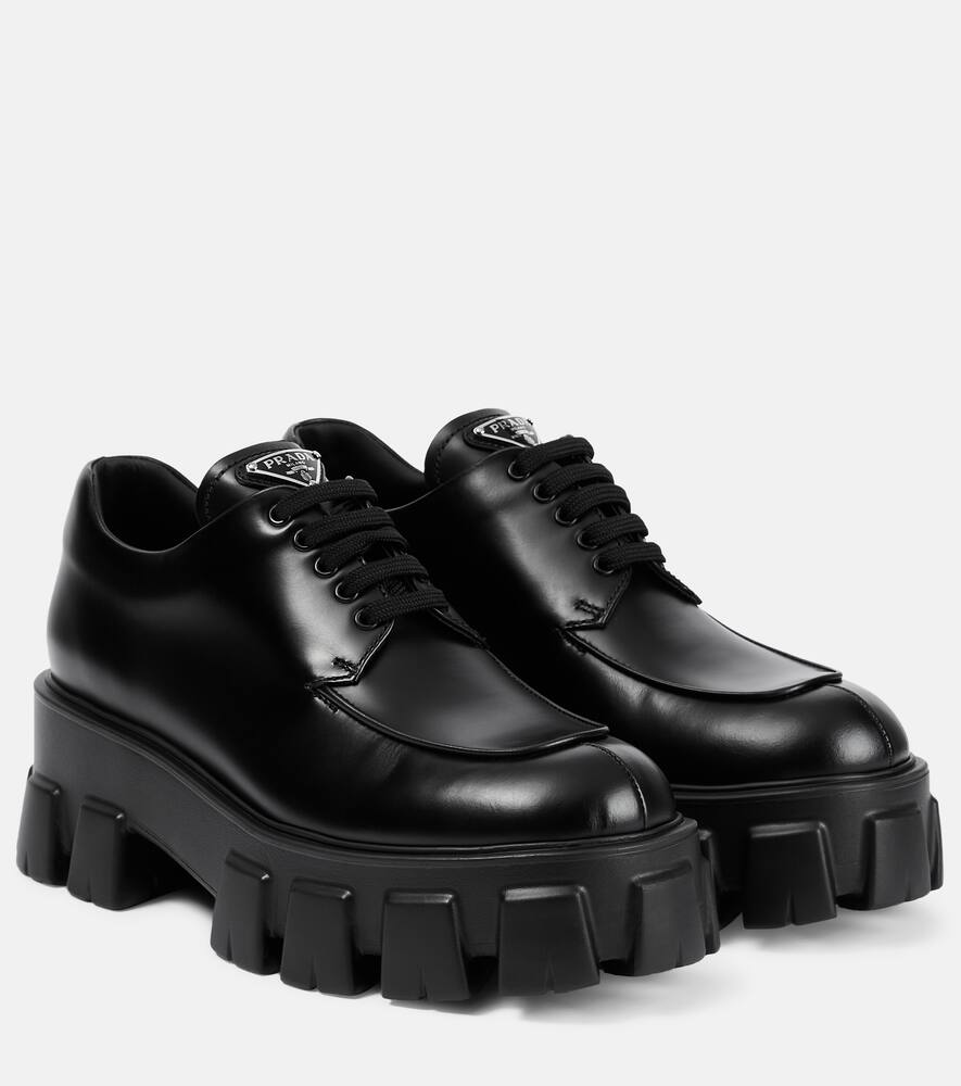Prada Leather Lace-up Shoes In Black | ModeSens