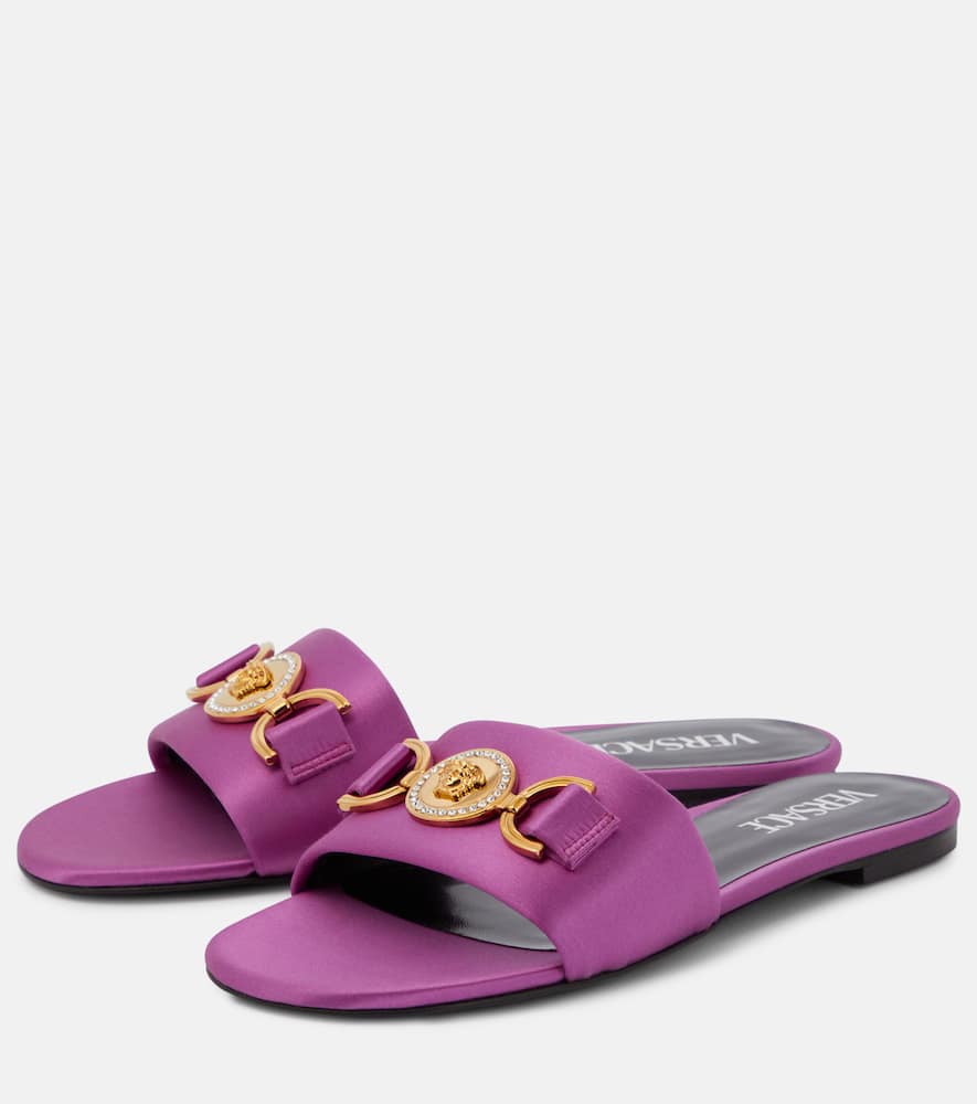 Versace Women's Satin Medusa Slides In Purple