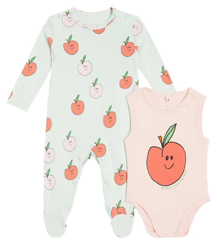 Shop Stella Mccartney Baby Cotton Jersey Onesie And Bodysuit Set In Multicoloured