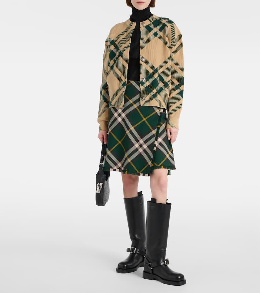 Burberry Check-pattern Wool-blend Cardigan In Flax Ip Check