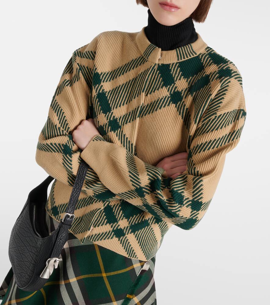 Burberry Check-pattern Wool-blend Cardigan In Flax Ip Check