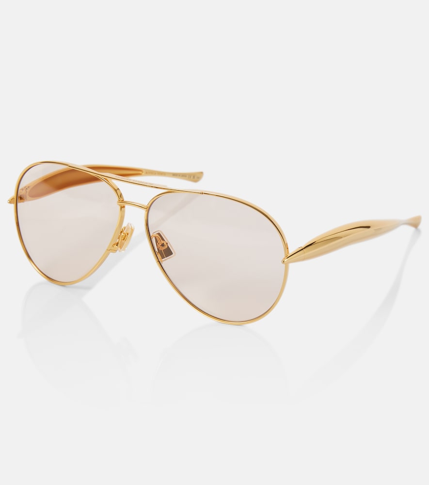 Bottega Veneta Sardine Aviator-style Gold-tone Sunglasses