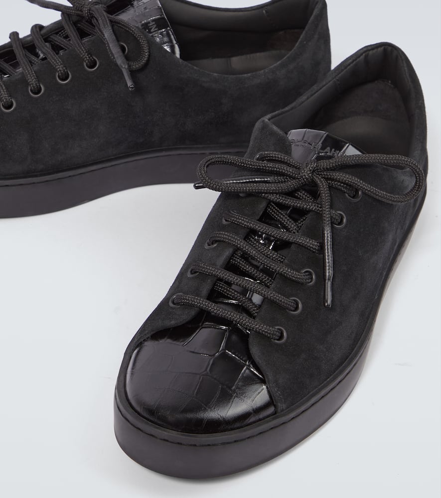 Manolo Blahnik Semanado Leather Sneakers In Black