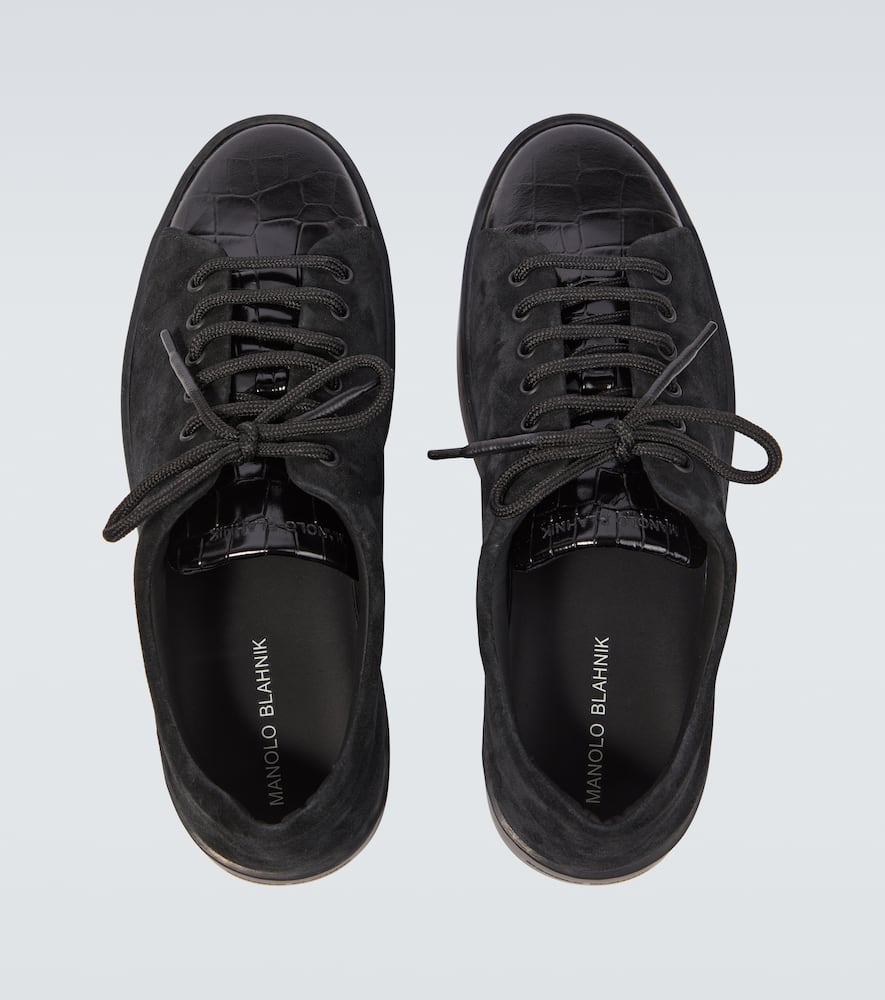 Manolo Blahnik Semanado Leather Sneakers In Black