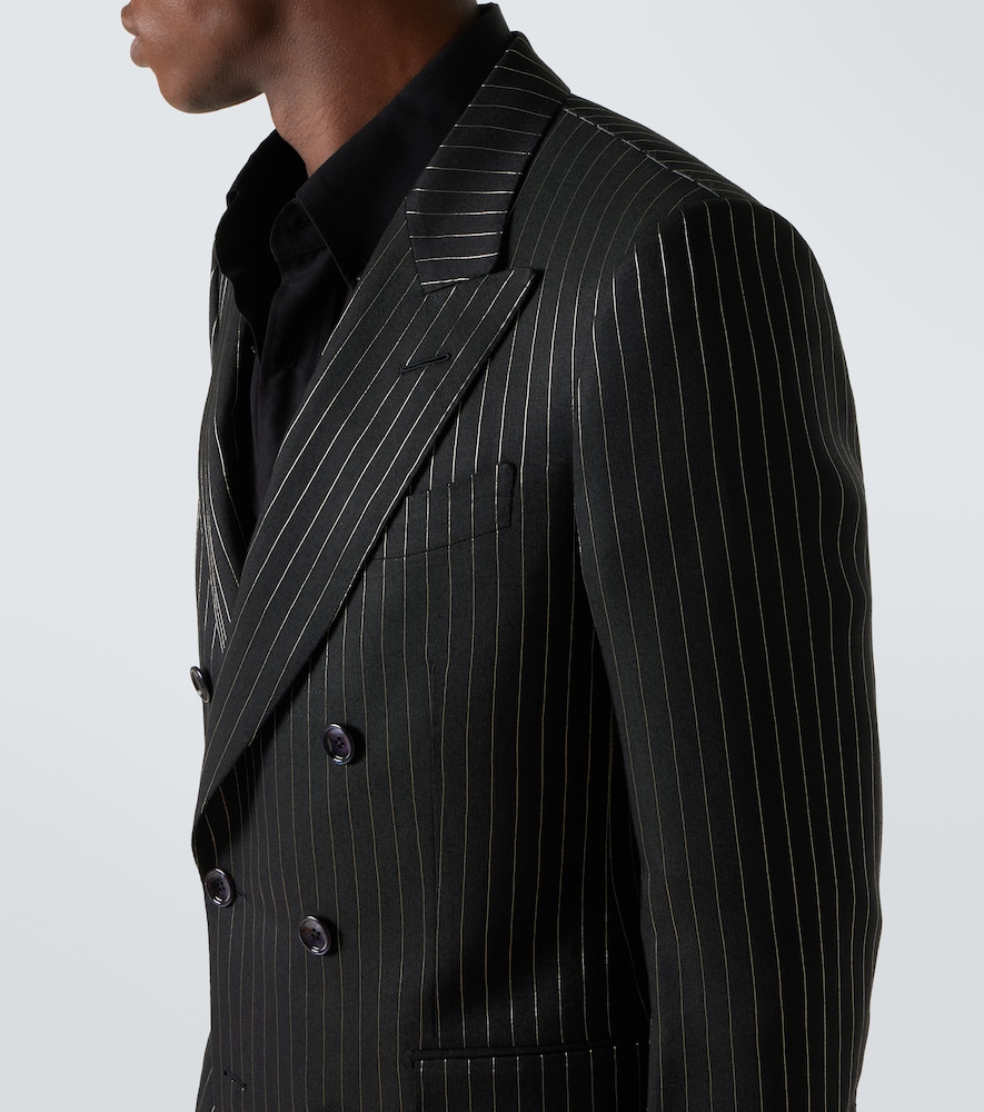  Tom Ford Tom Ford Striped Wool And Silk Lamã© Blazer 