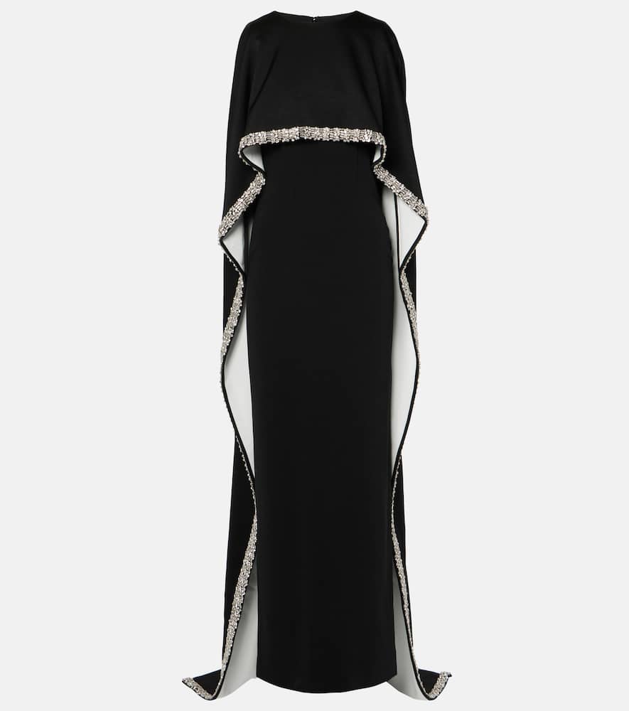 Embellished satin crêpe gown
