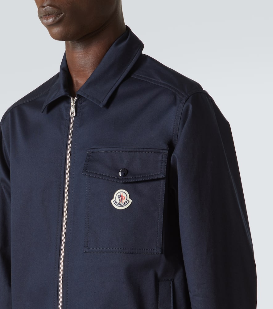 Moncler Cotton Stretch Garbardine Zip-up Shirt Jacket In Blue