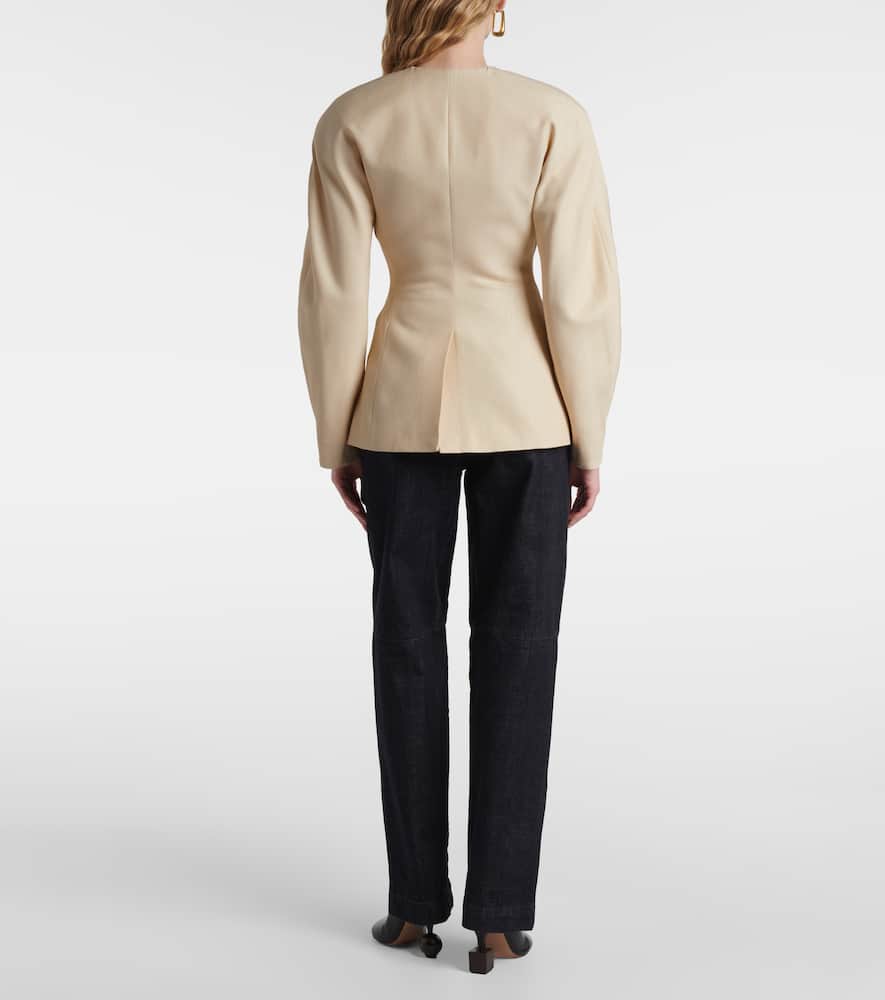 Jacquemus Womens Beige Ovalo Single-breasted Woven Jacket In Beige
