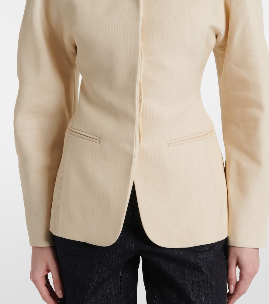 Jacquemus Womens Beige Ovalo Single-breasted Woven Jacket In Beige