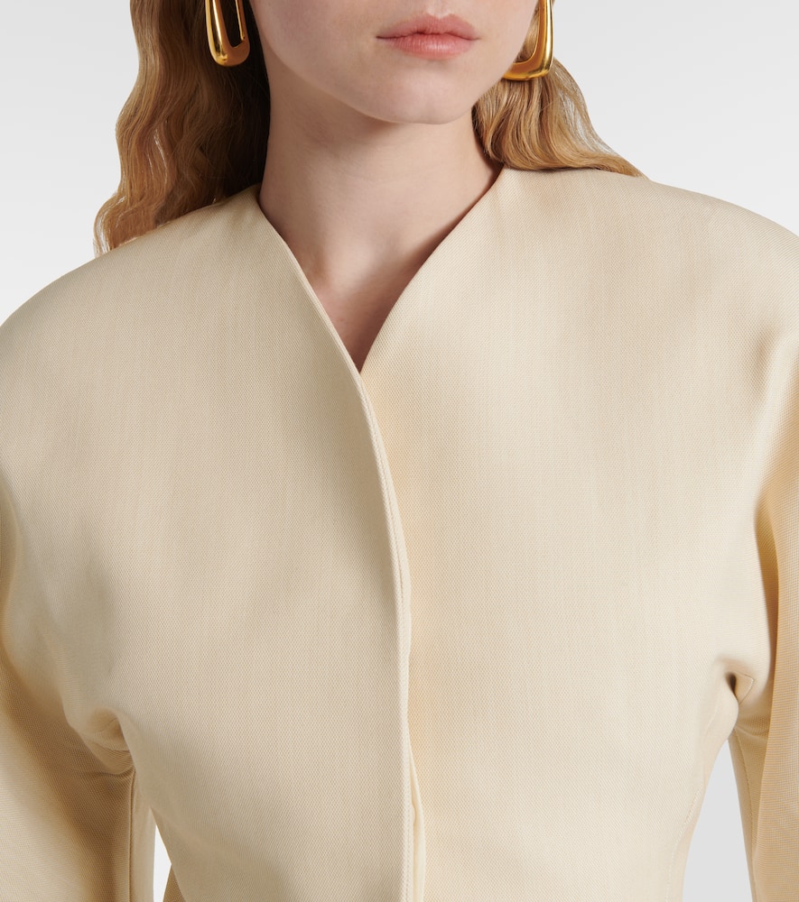 Jacquemus Womens Beige Ovalo Single-breasted Woven Jacket In Beige