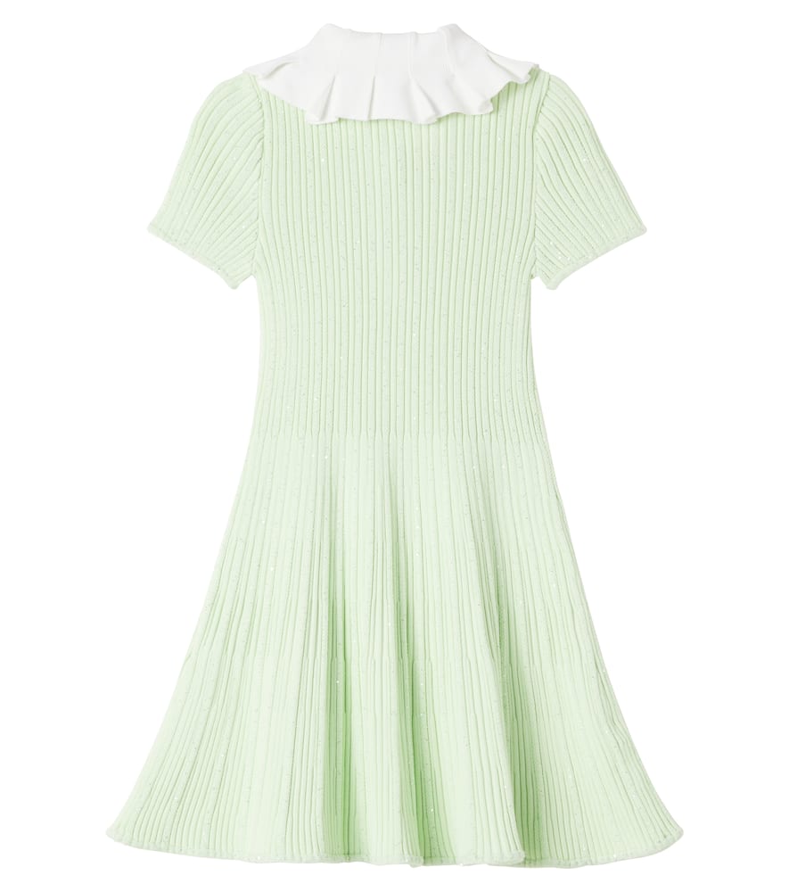 Self-portrait Ribbed Dress In Green