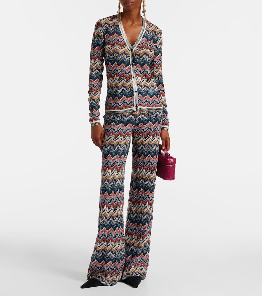 Missoni V-neck Cardigan In Embroidered Lace In Multi