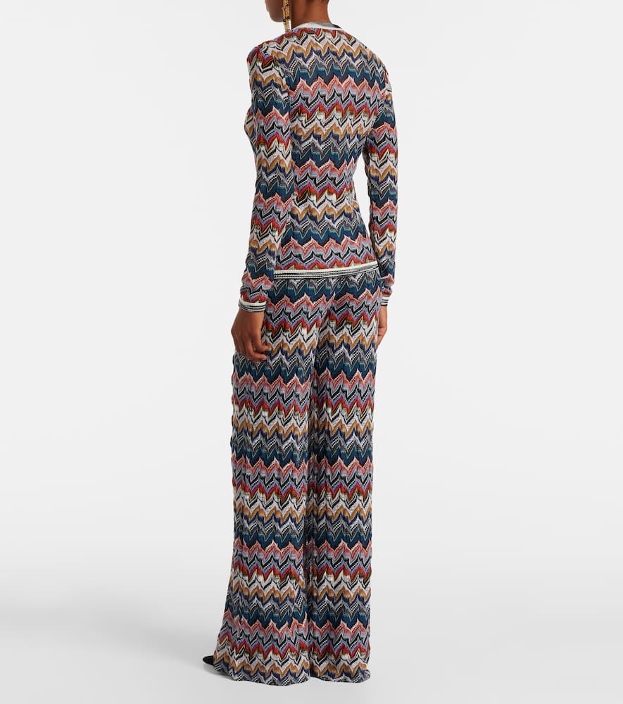 Missoni V-neck Cardigan In Embroidered Lace In Multi